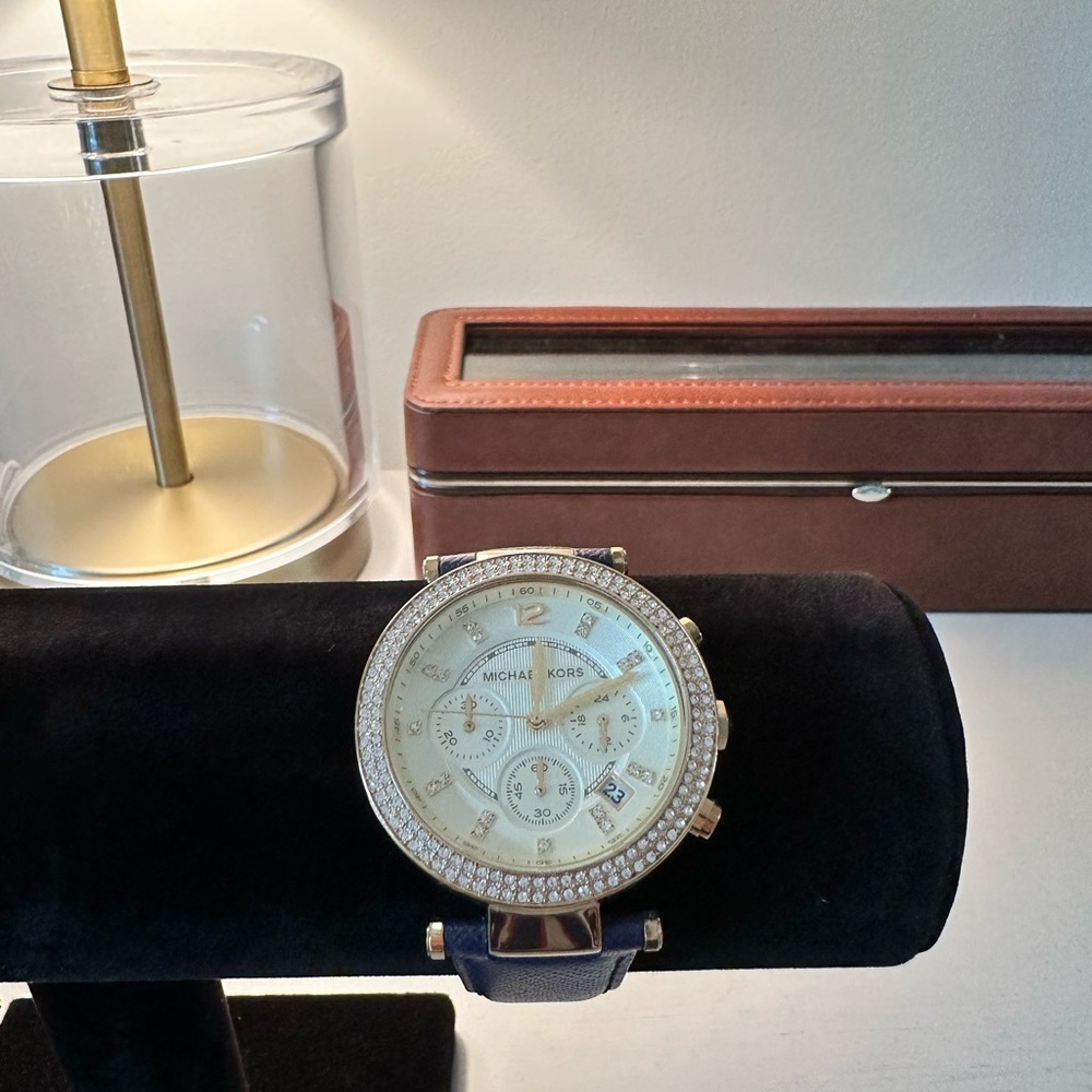 Michael Kors Women’s Parker Blue Leather Watch